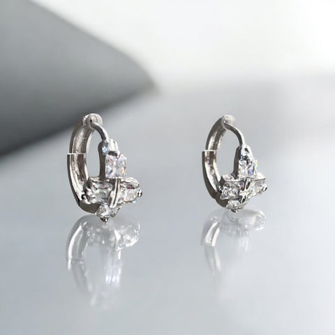 Brinco Argola com Zircônia em Forma de Cruz Brinco Argola com Zircônia em Forma de Cruz