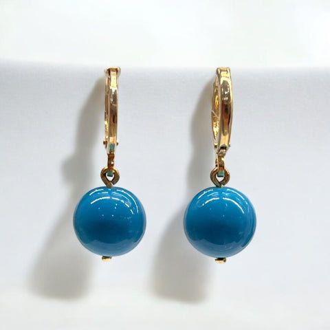 Brinco Argola com Bola de Murano Turquesa Brinco Argola com Bola de Murano Turquesa