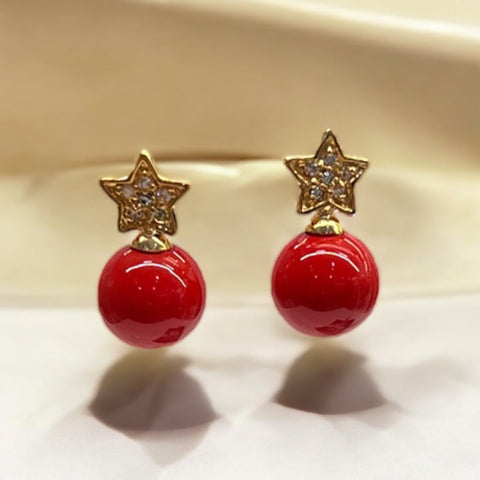 Brinco Estrela com Pedra Murano Vermelha Brinco Estrela com Pedra Murano Vermelha