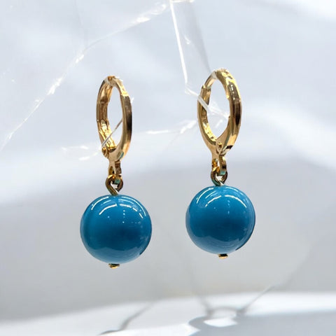 Brinco Argola com Bola de Murano Turquesa Brinco Argola com Bola de Murano Turquesa