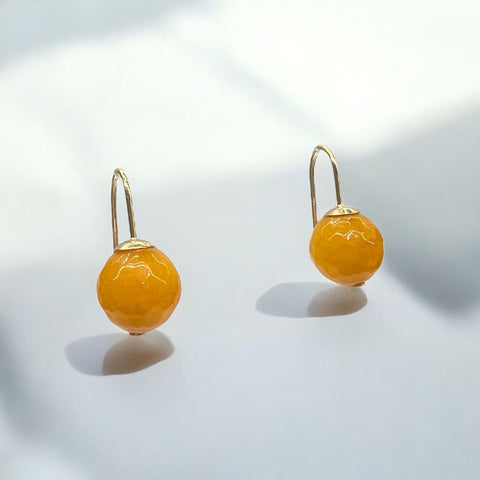 Brinco Anzol Bola Média Quartzo Amarelo Brinco Anzol Bola Média Quartzo Amarelo