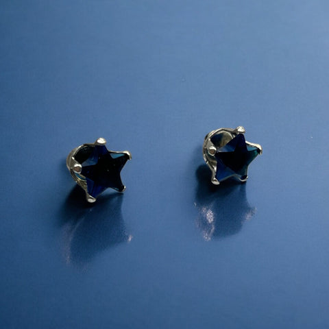 Brinco Zircônia Azul em Forma de Estrela