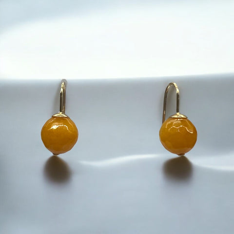 Brinco Anzol Bola Média Quartzo Amarelo